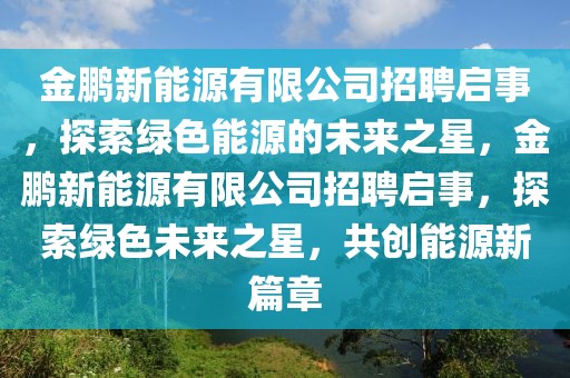 金鵬新能源有限公司招聘啟事，探索綠色能源的未來之星，金鵬新能源有限公司招聘啟事，探索綠色未來之星，共創(chuàng)能源新篇章