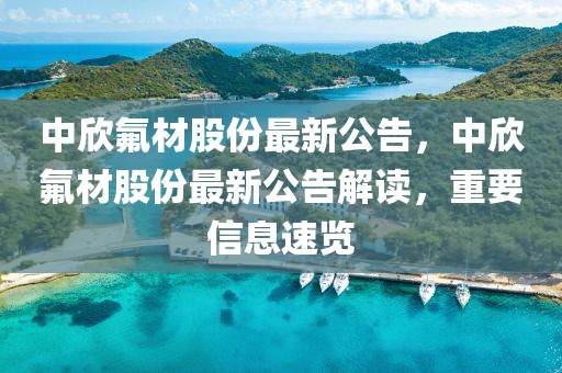 中欣氟材股份最新公告，中欣氟材股份最新公告解讀，重要信息速覽