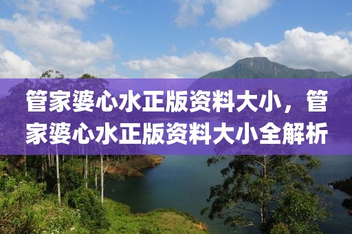 管家婆心水正版資料大小，管家婆心水正版資料大小全解析