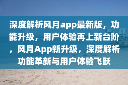 深度解析風(fēng)月app最新版，功能升級(jí)，用戶體驗(yàn)再上新臺(tái)階，風(fēng)月App新升級(jí)，深度解析功能革新與用戶體驗(yàn)飛躍