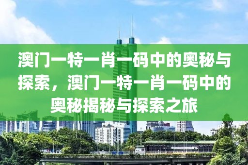 澳門一特一肖一碼中的奧秘與探索，澳門一特一肖一碼中的奧秘揭秘與探索之旅