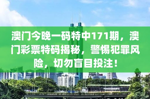 澳門今晚一碼特中171期，澳門彩票特碼揭秘，警惕犯罪風險，切勿盲目投注！